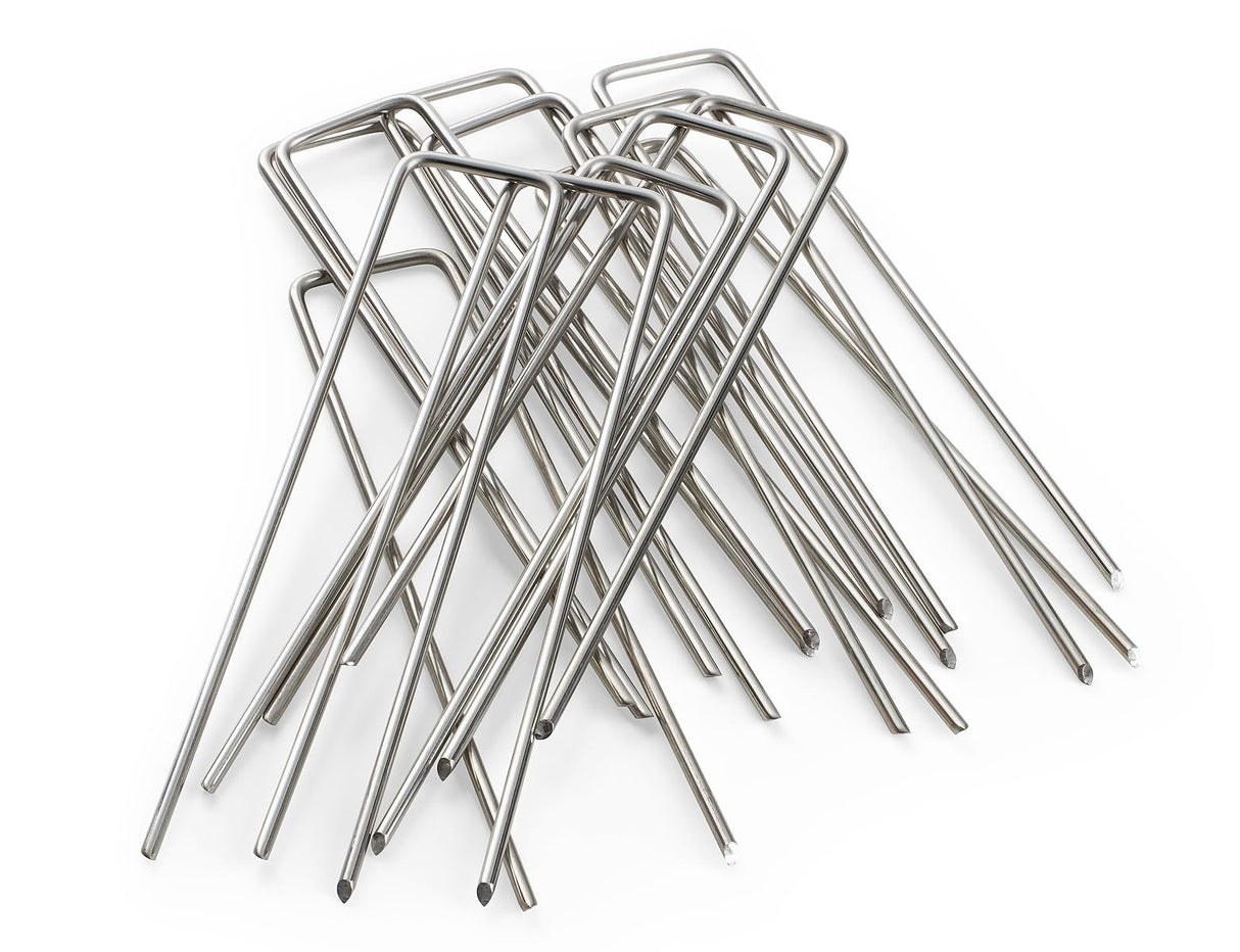 Stainless Steel Landscape Garden Staples Pins, 6-inch, 11 Gauge, Unlike Imposters Won't Rust - Perfect for Landscape Fabric, Irrigation Lines - 100 Pack