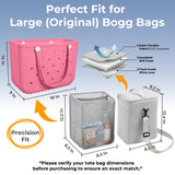 Bogg Bag Cooler Insert, 2-in-1 Insulated Cooler & Mesh Organizer for Large Bogg Bag, Leakproof PEVA Cooler Bag with Strap, Large Rubber Beach Bag Accessories for Beach, Pool, Camping & Travel(Gray)