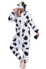 Magicalani Cow Onesie Pajamas for Adults - Unisex Animal Cosplay Sleepwear, Christmas Halloween Costume