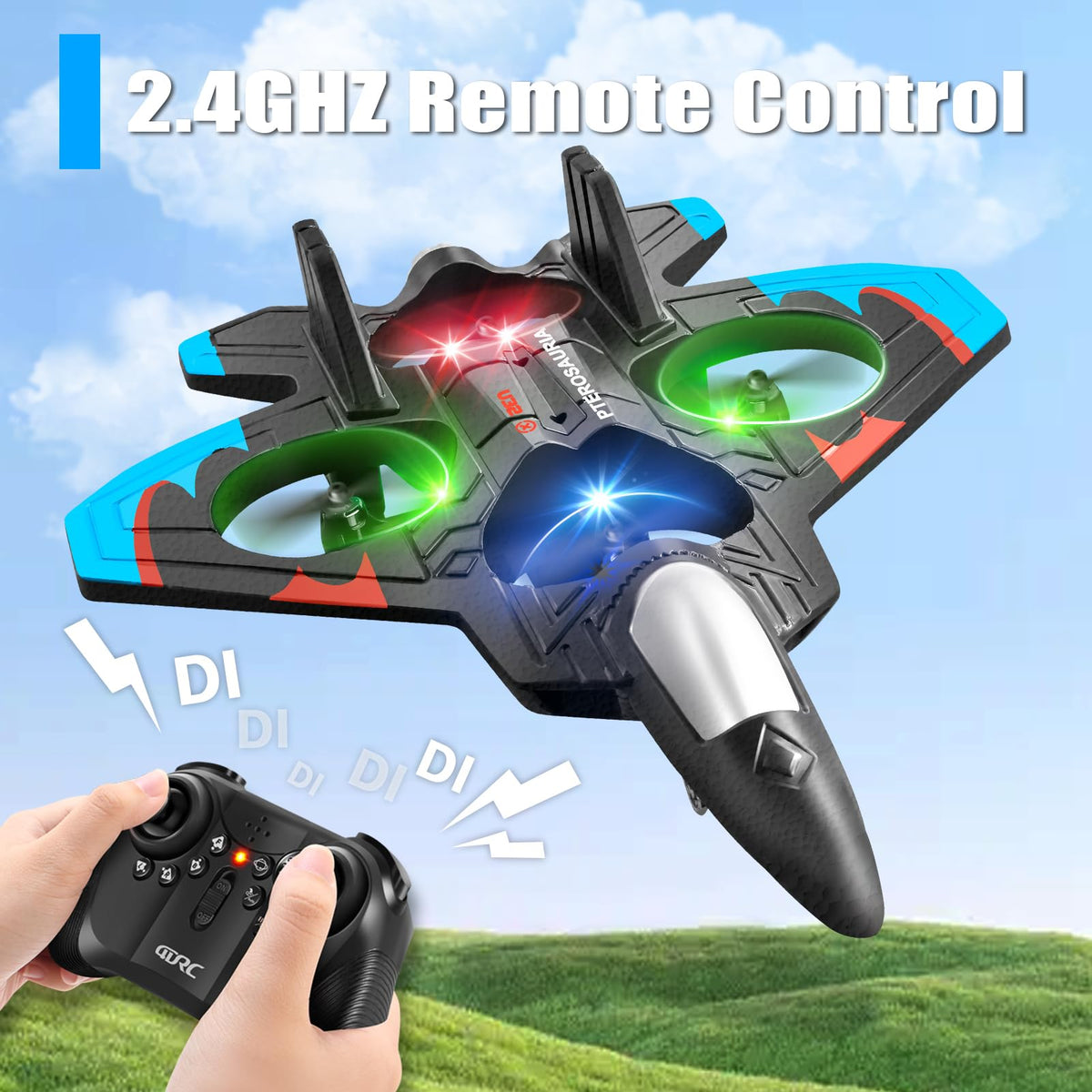 4DRC V32 Foam Remote Control Airplanes RC Planes for Kids Adults, RC Airplane Fighter Jet with Light, 360° Flip Fighter Jet Toys, Stunt Roll, Airplane Toy Gifts for Kids Boys