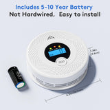 1-Pack Smart Smoke and Carbon Monoxide Detector with App Notifications, Replaceable Battery, Wi-Fi Smoke and CO Detector Combo for Home and Office, Easy Setup