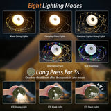 2-Pack Camping String Lights, 4 in 1 Portable Camping Light Rechargeable, 8 Lighting Modes, USB Charging, Quick Storage, 32.8FT Waterproof Tent Lights String for Camping, Hiking, Yard, Christmas