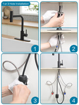 Kitchen Faucet with Pull Down Sprayer, Matte Black Waterfall Kitchen Sink Faucet, Commercial Single Handle Stainless Steel Faucet with 3 Spray Modes for Farmhouse, RV, Laundry & Utility Sink