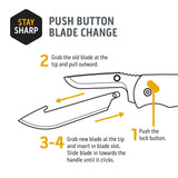 Outdoor Edge 3.5" RazorSafe Replacement Sharp-Point Knife Blades, 24 Piece Value Pack