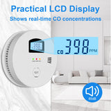 5 Pack Combination Photoelectric Smoke and Carbon Monoxide Alarm Detector with LCD Display; Battery-Operated Smoke Carbon Monoxide Alarm