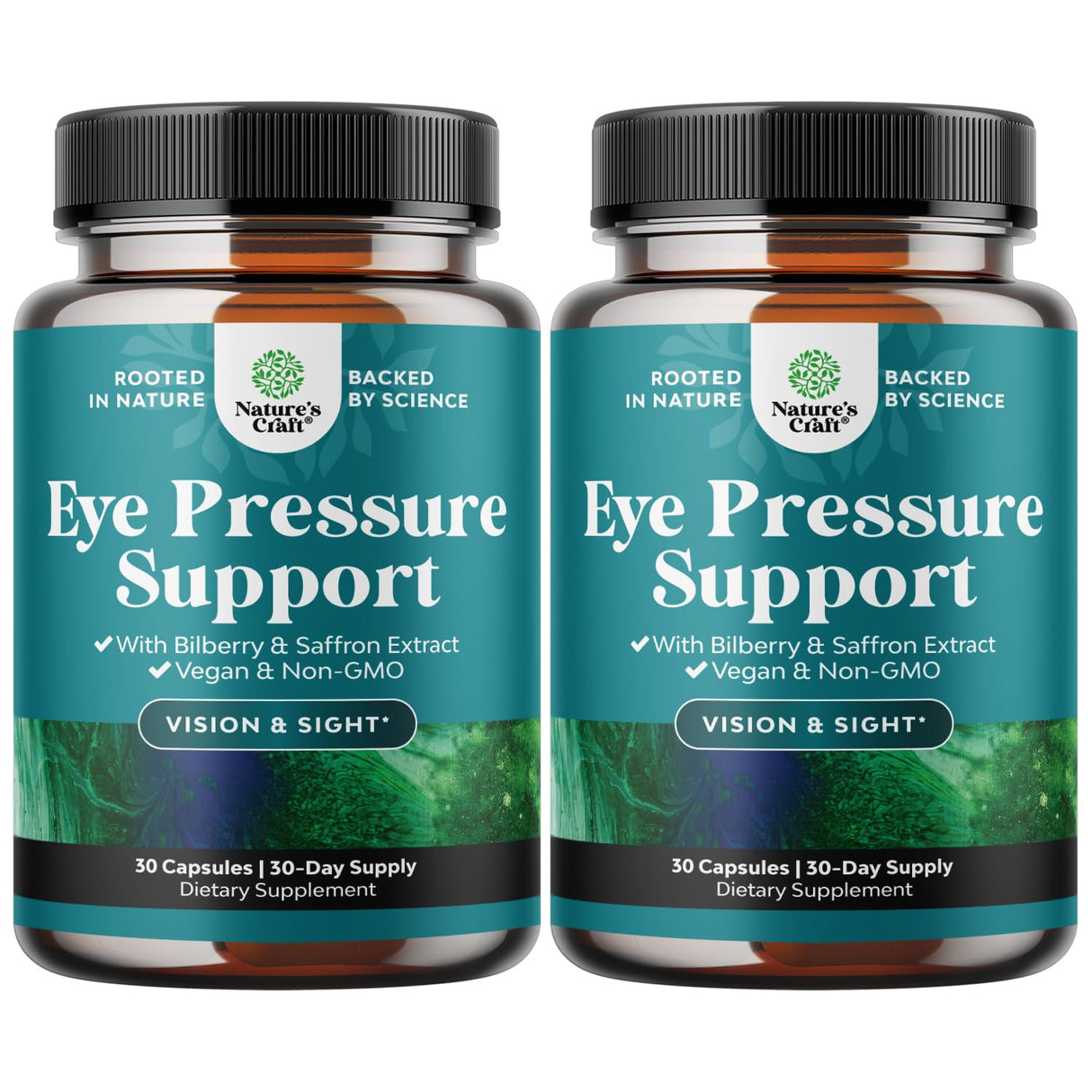 Eye Pressure Support with Bilberry Extract - Vegan Eye Health Supplement for Adults For Ocular Pressure Relief with Saffron Ginkgo Niacin and More Vitamins Vision Support (2 Month Supply)
