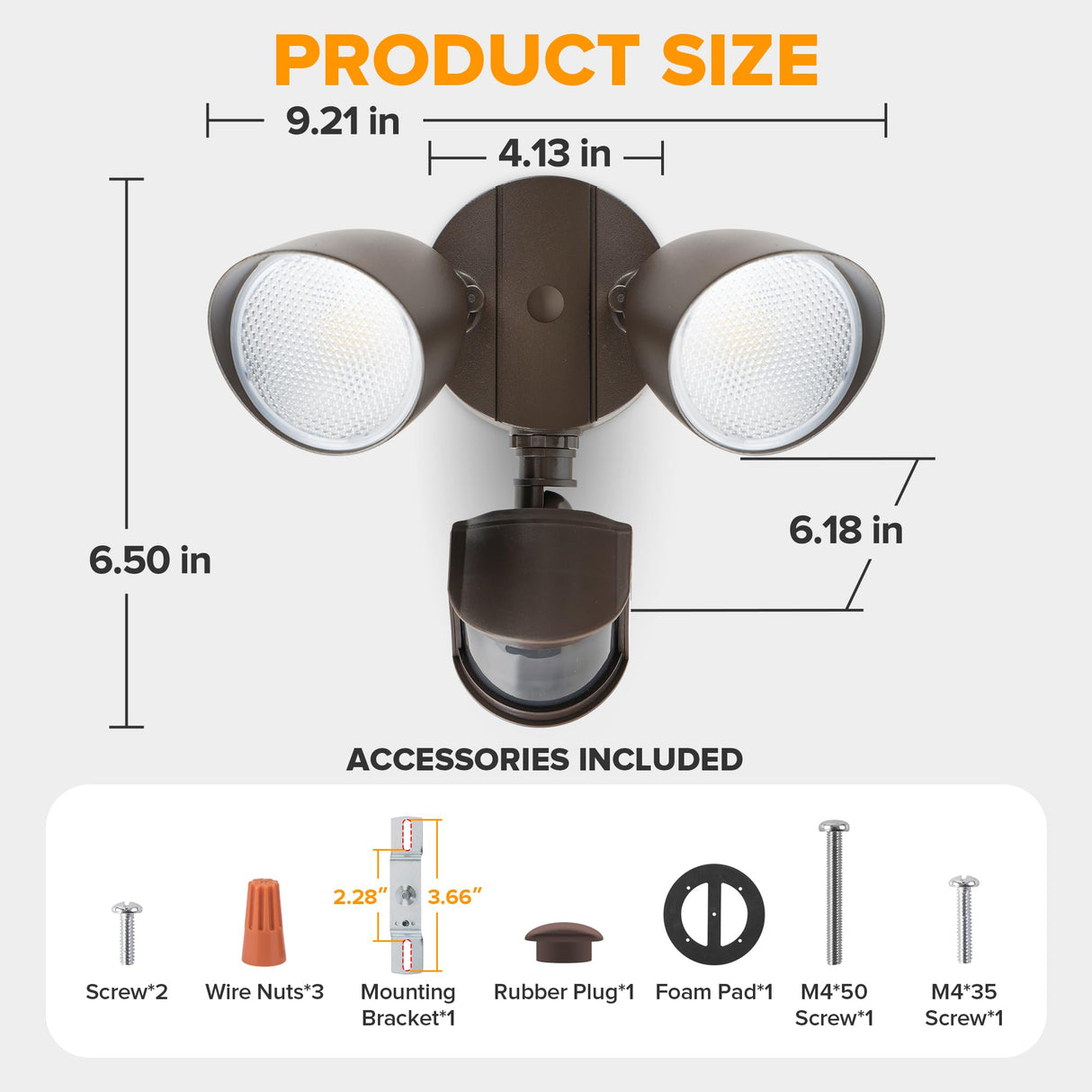 LUTEC 32W 3500 Lumen LED Security Lights Motion Sensor Light Outdoor, 5000K Daylight, IP65 Waterproof, Dusk to Dawn, Motion Detector Flood Light for Garage, Yard, Porch-Brown