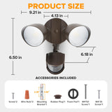LUTEC 32W 3500 Lumen LED Security Lights Motion Sensor Light Outdoor, 5000K Daylight, IP65 Waterproof, Dusk to Dawn, Motion Detector Flood Light for Garage, Yard, Porch-Brown