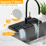 14.6 inch Faucet Mat for Kitchen Sink Splash Guard[7° Slope Fast Self-draining][Snap Lock Fit]Kitchen Sink Faucet Mat Splash Guard Kitchen Sink Area Water Splash Guard Behind Faucet Draining Mat