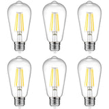 Ascher Vintage LED Edison Bulbs, 6W, Equivalent 60W, Non-Dimmable, High Brightness Cool White 4000K, ST58 Antique LED Filament Bulbs with 80+ CRI, E26 Medium Base, Clear Glass, Pack of 6