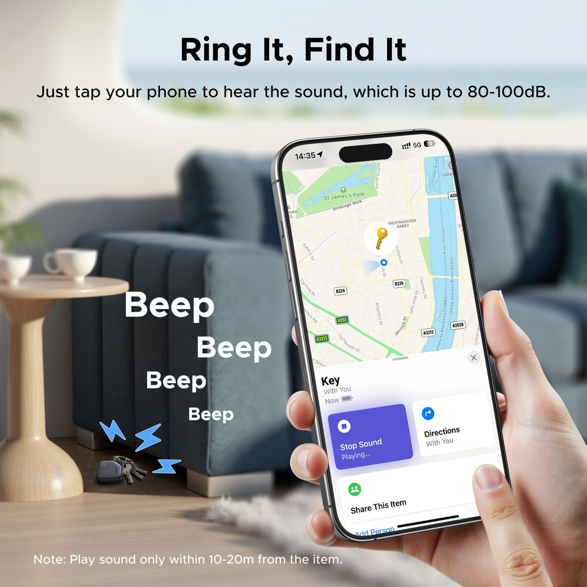 UGREEN FineTrack  Air Tracker Tags (iOS Only) 4 Pack Key Finder