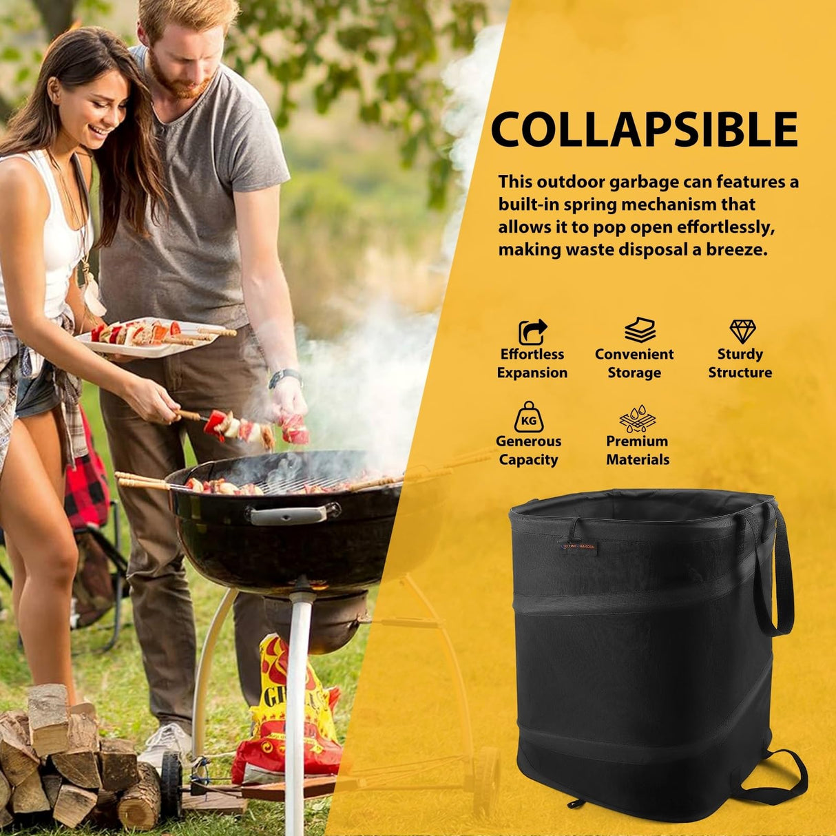 YUDI & GARDEN 19 Gallon Square Collapsible Yard Waste Bin