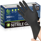 SWIFTLITE Nitrile Gloves, Disposable Black Gloves, Food Safe Rubber Gloves, Latex-Free, Powder-Free for Cooking, Cleaning, Food Prep (X-Large, 300 Counts)