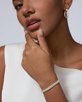PAVOI 14K Yellow Gold Plated Marquise Cut Tennis Bracelet for Women - Cubic Zirconia Gold Tennis Bracelets for Women - Delicate Marquise CZ Bridal Jewelry for Wedding - Size 7"