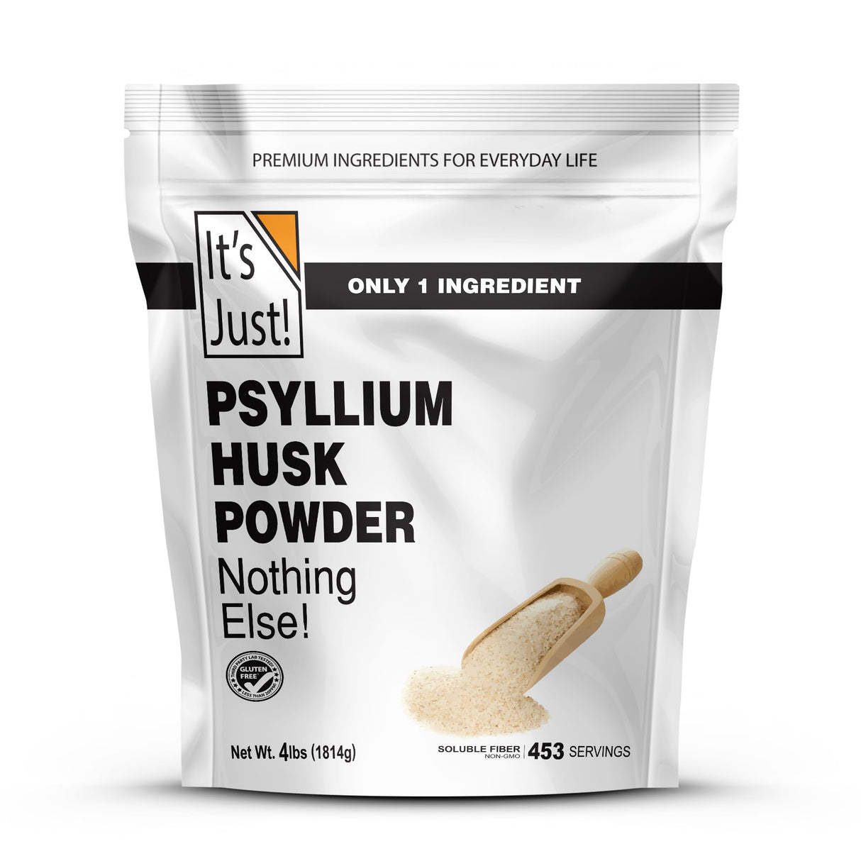 It's Just! - Psyllium Husk Powder, Easy Mixing Dietary Fiber, Cleanse Your Digestive System, Finely Ground Powder, Ideal for Keto Baking, Non-GMO (4 Pound (Pack of 1), Natural/No Added Flavor)