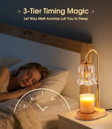 Candle Warmer Lamp Adjustable Timer - Electric Flower Glass Candles Light
