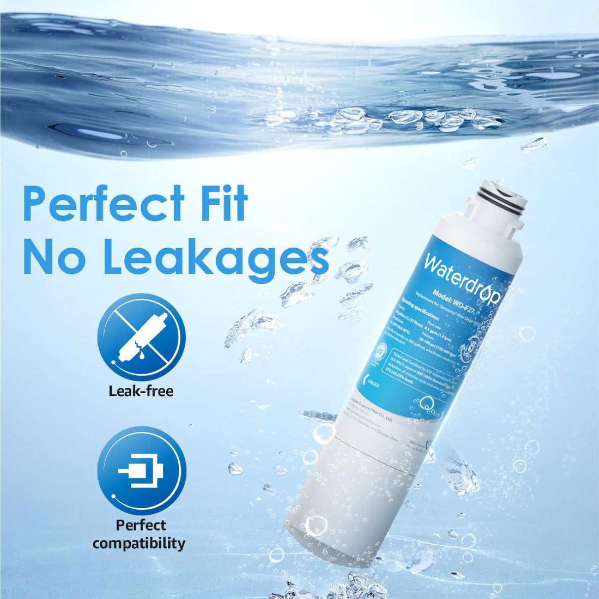 Waterdrop DA29-00020B Replacement for Samsung® Water Filter HAF-CIN/EXP, DA29-00020B, HAF-CIN, DA29-00020B-1, RF28HMEDBSR, RF263BEAESR, RS25J500DSR, RF263TEAESG, HDX FMS-2, DA97-08006A-1, 4 Filters