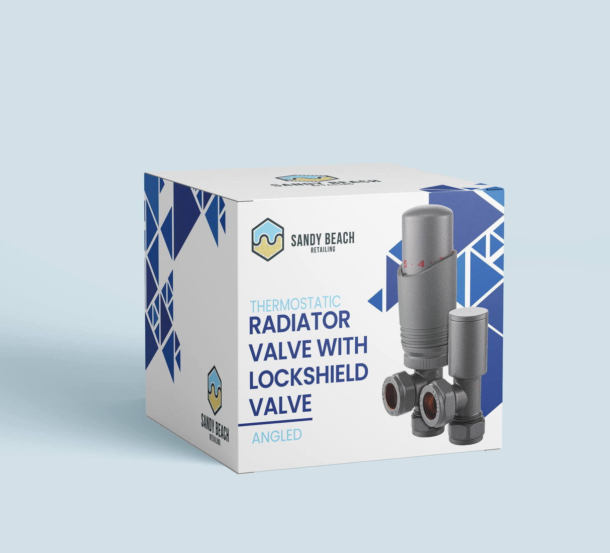 Sandy Beach Anthracite Radiator Valves, Grey Radiator Valve Thermostatic, Anthracite TRV Radiator Valves - Grey Thermostatic Radiator Valve with Lockshield Valve Angled (15mm)