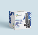 Sandy Beach Anthracite Radiator Valves, Grey Radiator Valve Thermostatic, Anthracite TRV Radiator Valves - Grey Thermostatic Radiator Valve with Lockshield Valve Angled (15mm)