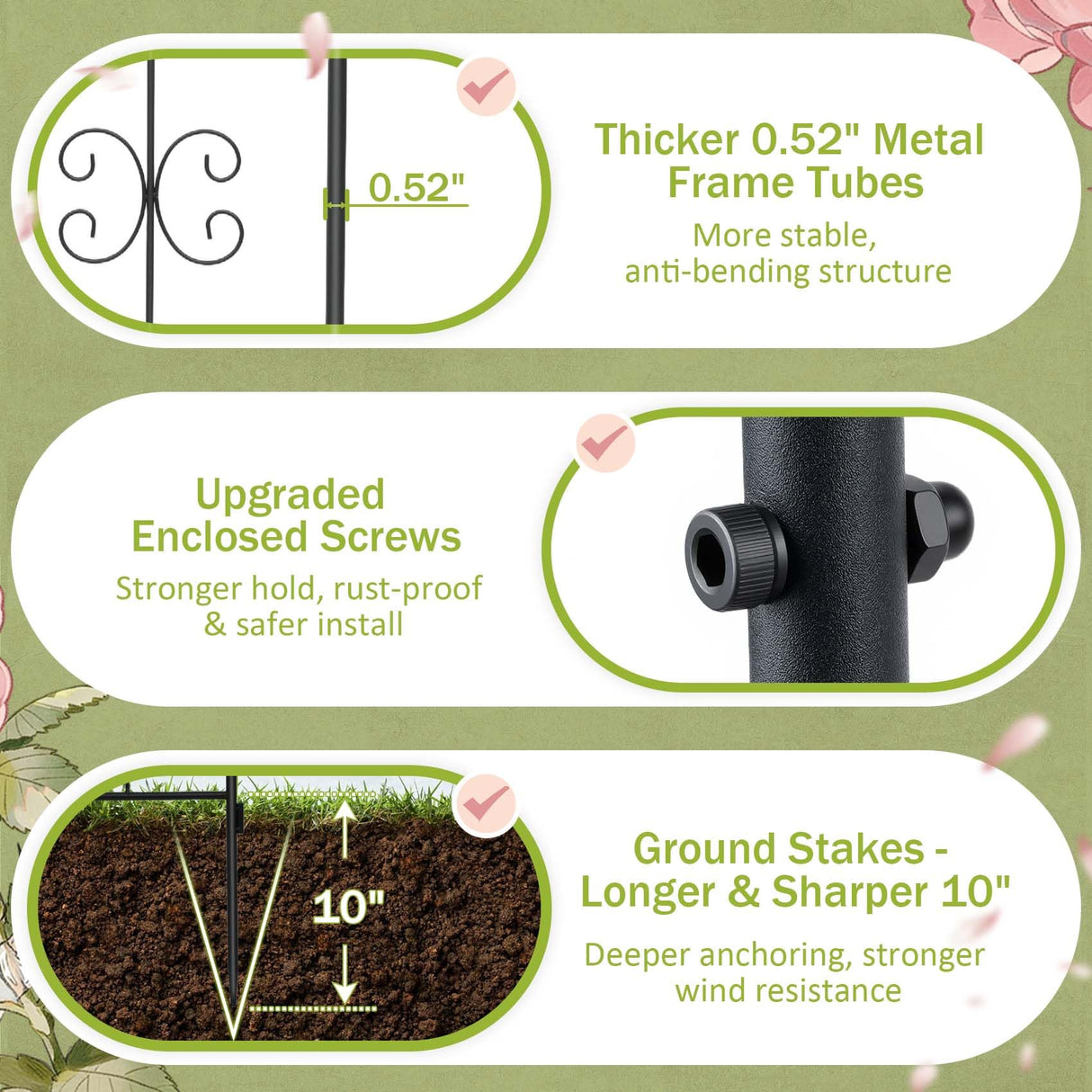 HIHADUUM 2 Pack 70.8" H x 19.7" W Arched Metal Garden Trellis for Climbing Plants Outdoor - Tall Rust-Resistant Decorative Climbing Rose Trellis Perfect for Roses, Vines, Vegetables, Flowers, Black