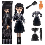 9' Addams Doll with Gift Box, High Heels, Black Dress, and Hair, Perfect Christmas and Birthdays Toy Gift for Girls & Fans(New B)