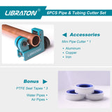Libraton Pex Cutter 1-1/4", Pex Pipe Cutter, PEX Tube Cutter 1/8" to 7/8", PEX Pipe Cutting Tools for PEX, PVC (Thin), PPR Plastic, Extra PTFE Seal Tapes 400"