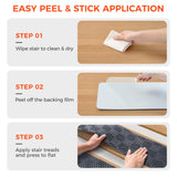 BAGAIL 15 Pack Non-Slip Stair Treads for Wooden Steps, 8"x30" Peel and Stick Carpet Stair Runners, Machine Washable Indoor Step Covers with No-Residue Adhesive for Dogs, Kids & Elderly - Dark Gray