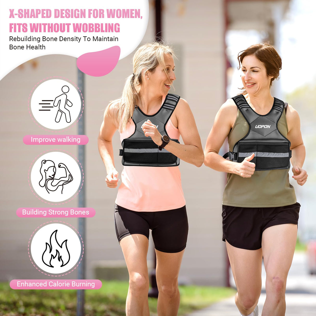 Adjustable Weighted Vest for Women, 6-12 Lbs Rucking Vest with 6 Ironsand Weights, Best Weighted Vest with Plus Pockets & Reflective Strips for Running, Walking, Workout and Strength Training