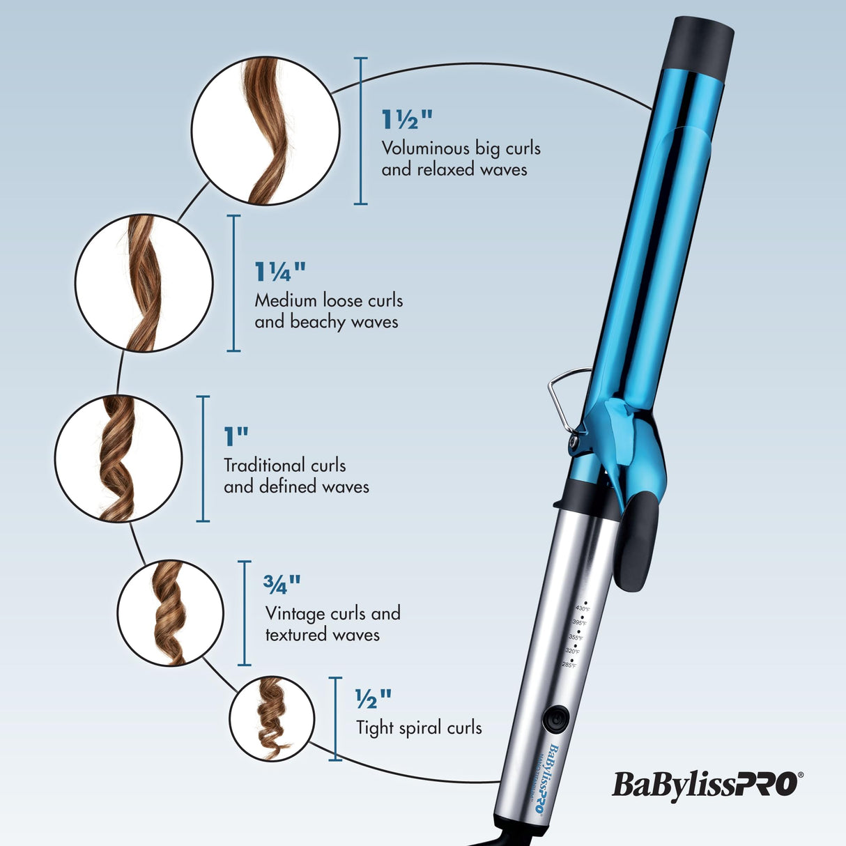 BaBylissPRO Nano Titanium Professional 1.25" Curling Iron with Extended Barrel Perfect for Longer Hair