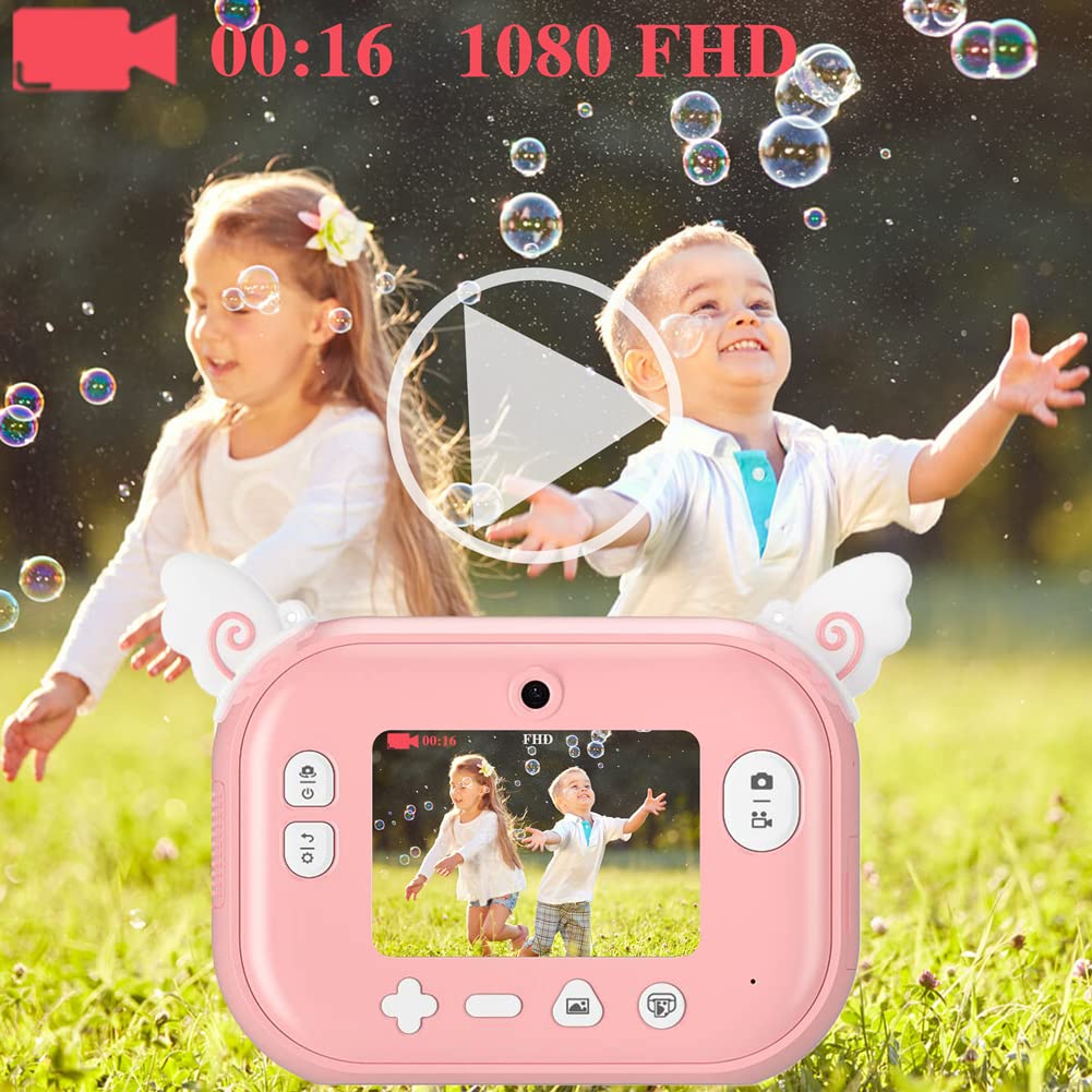 Instant Print Camera for Kids with 12 Rolls Refill Paper, Digital Camera for Girls Christmas Birthday Gifts, 32G SD Card