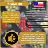 Sealer Supply Maintenance Parts Kit Compatible with Weston PRO-2100, PRO-2300, PRO-3500 Models - Includes 2 Chamber Seals, 3 PTFE Seal Bar Tapes & 1 Heat Wire - Weston Pro Vacuum Sealer Parts