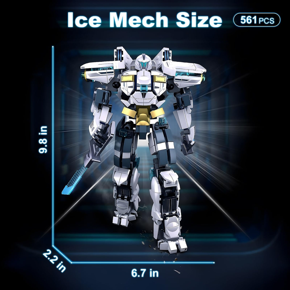 HIGH GODO Ice Warrior Mech Building Set, Cool City Protector Battle Model for Adults Boys 8+, Creative Action Robot Gifts Perfect for Christmas Birthday (561 Pieces)