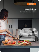 OSTBA Meat Slicer Electric Deli Food Slicer with Child Lock Protection, Removable 7.5’’ Stainless Steel Blade and Food Carriage, Adjustable Thickness Food Slicer Machine for Meat, Cheese, Bread(150W)