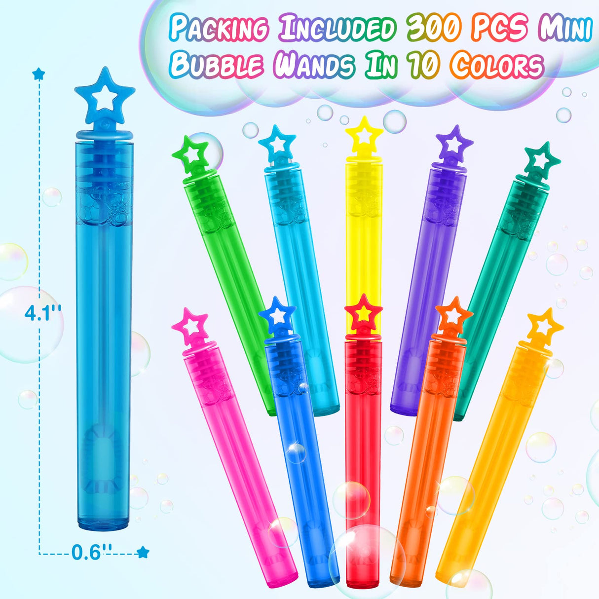 200 Pcs Mini Bubble Wands in 10 Colors, Bulk Party Favors for Kids, Themed Birthday, Christmas, New Year, Valentine, Carnival, School Classroom Prizes for Boys & Girls, Ideal Goodies Bags Stuffers