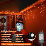 YEGUO 33ft 400 LED Orange Halloween Lights, Connetable Icicle Light Outdoor Waterproof, 8 Modes Christmas Lights Indoor Plug in for Thanksgiving House Patio Fall