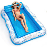 Inflatable Adult Pool Lounger Float - BAIAI Large Beach Sun Tanning Floaty Raft Sunbathing Water Lounge Floaties Tub with Drink Holder - Blow Up River & Lake Suntan Floating Swimming Mattress Mat(L)