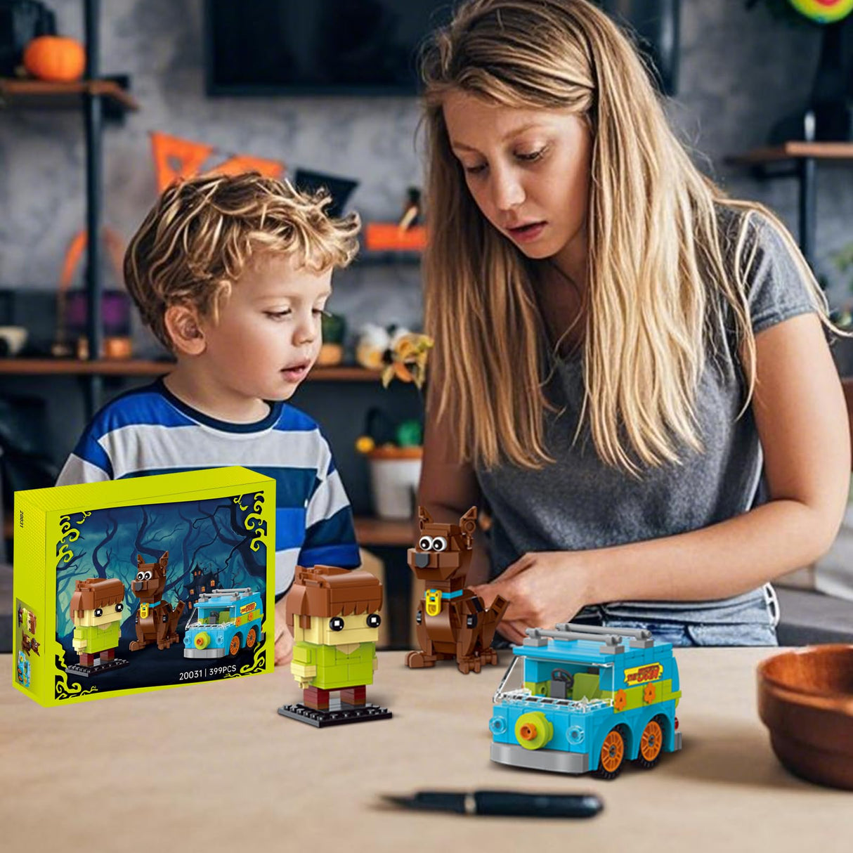 Halloween Horror Action Figure Building Toys Compatible with Lego for Adults,Christmas Decor Toy Car for Moive Fan,Ideas Gift for Kids 8-14 Years and UP 399 Pcs