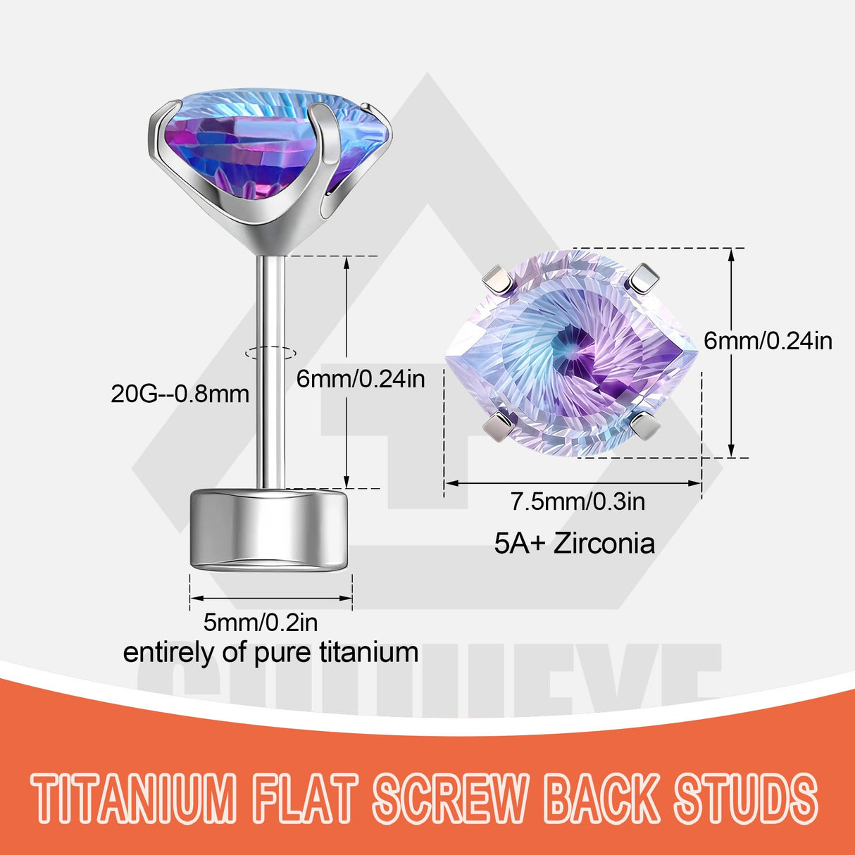 GUIJUEYE Implant Grade Titanium Evil Eye CZ Earrings for Sensitive Ears