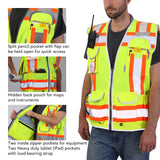 Dib Safety Reflective Vest Heavy Duty, High Visibility Two Tone Engineer Vest, Padded Collar, Retractable ID Pocket, Made with 3M Reflective Tape, Yellow 3XL