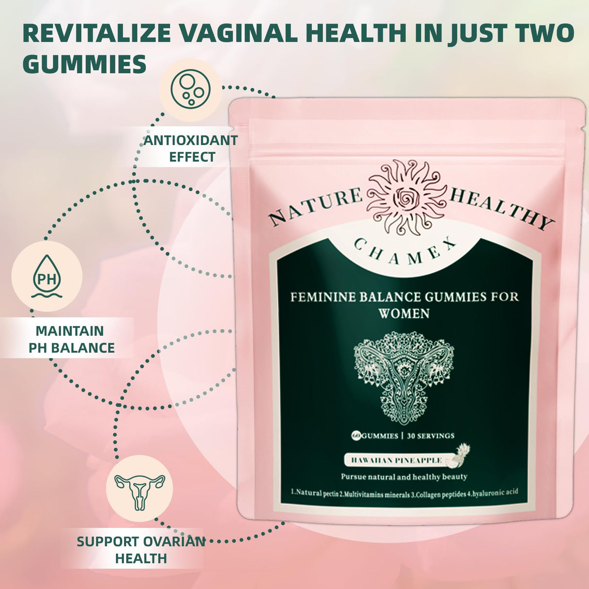 Weigloce Premium Feminine Balance Gummies for Women - Hawaiian Pineapple Gummies for Women ph, Support Probiotic - Immune Health - Gluten-Free with Vegetarian Friendly - Vitamin C - 60 Count