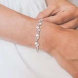 Crysdue Simulated Pearl CZ Wedding Leaf Tennis Bracelet for Women Clear