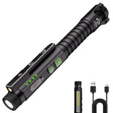 PASIION EDC Flashlight Rechargeable,800 Lumen Small Flashlight with Magnetic Clip & Base, 11 Modes LED Flashlight,Glass Breaker&Bottle Opener, USB-C Flashlight for Working,Home and Emergency