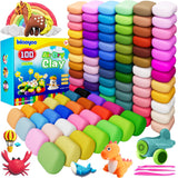 Ixiaoyoo Air Dry Clay, 100 Colors Modelling Clay for Kids, Safe & Non-Toxic, DIY Model Art & Crafts Toys with Sculpting Tools, Home Party Favors, Birthday & Christmas Gifts for Ages 3-12 Boys & Girls