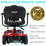 Vive 4 Wheel Mobility Scooter - Electric Powered Wheelchair Device - Compact Heavy Duty Mobile for Travel, Adults, Elderly - Long Range Power Extended Battery with Charger & Basket (FSA/HSA Eligible)