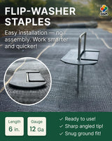 DAIM Flip-Washer Staples, Garden Stakes, 6" Metal Landscape Staples, Yard Stake for Gardening, Ground Spikes & Landscape Pins, Metal Garden Stakes for Plants, Landscaping Pins & Turf Nails, 100PCS