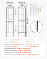 VEVOR 4 Packs Metal Garden Trellis for Climbing Plants Outdoor 87x21in, Rustproof Plant Tall Trellis for Rose Vine Flowers and Vegetables