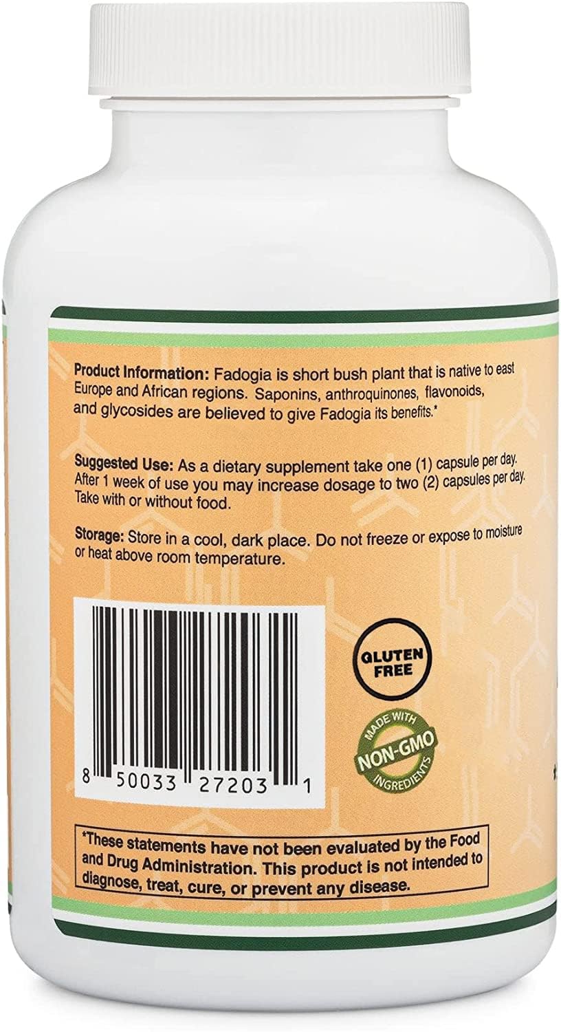 Fadogia Agrestis 600mg Per Serving (180 Capsules) Powerful Extract to Support Athletic Performance (Third Party Tested, Non-GMO, Vegan, Gluten Free) by Double Wood