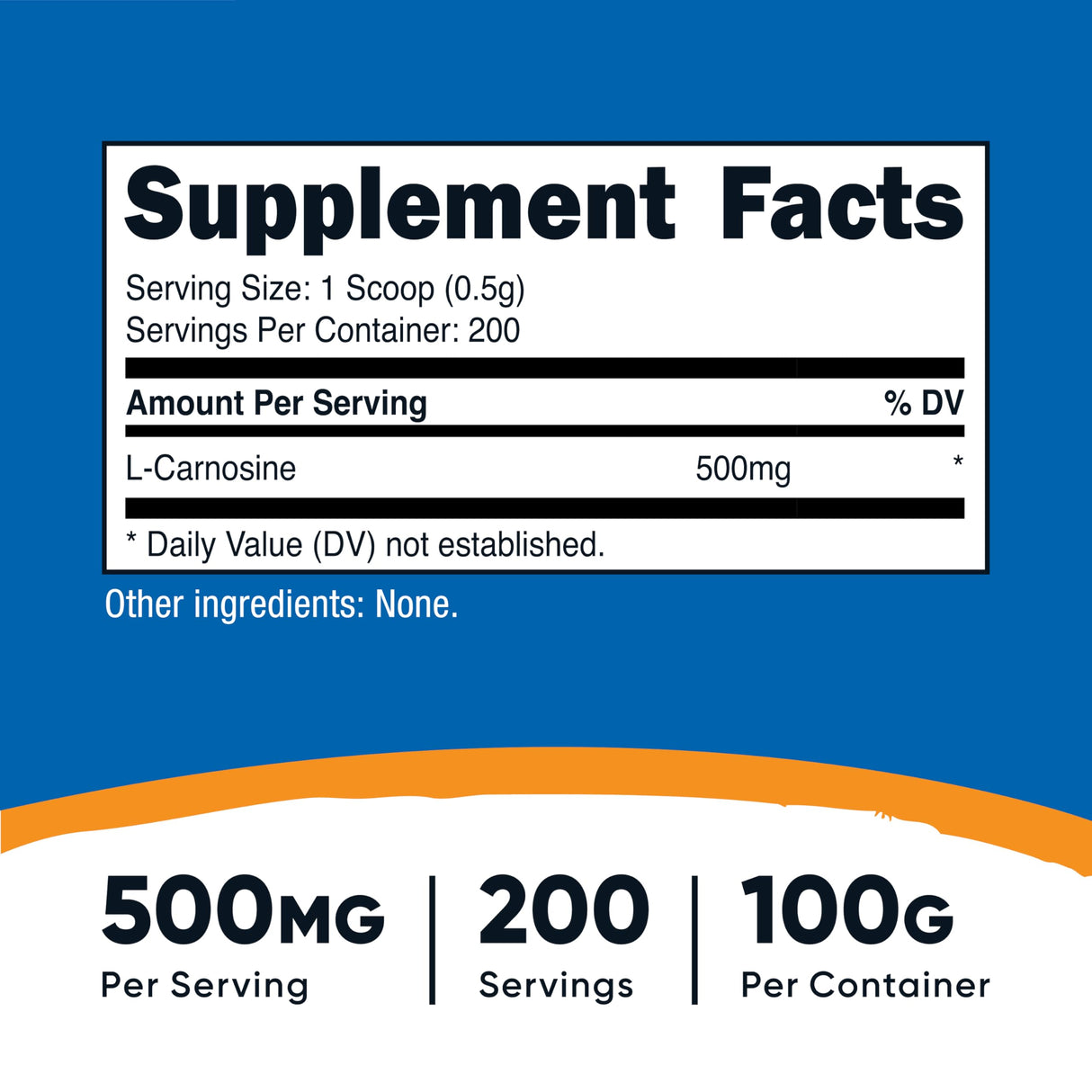 Nutricost L-Carnosine Powder 100 Grams (200 Servings) - Non-GMO