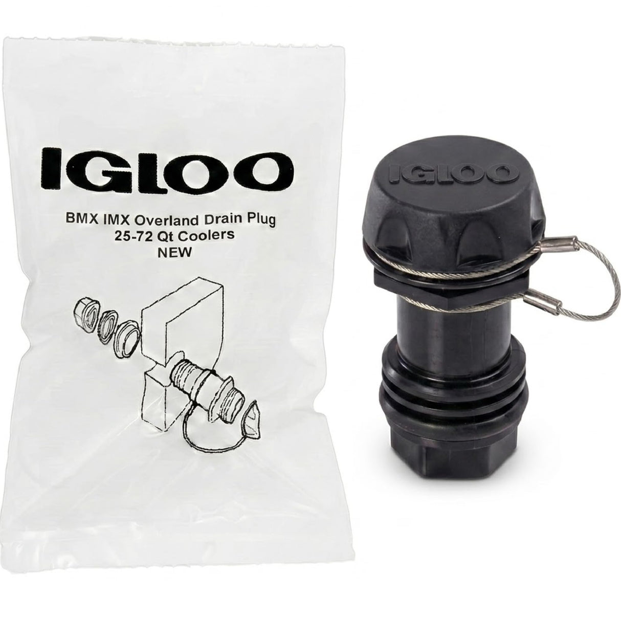 Igloo Drain Plug with Stainless Steel Tether for BMX, Overland, and IMX 25-72 Qt Coolers