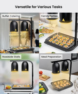 SYBO DL2112 Commercial Grade Food Heat Lamp, Portable Electric Food Warmer, 2-Bulb 500W with Free-Standing, Black
